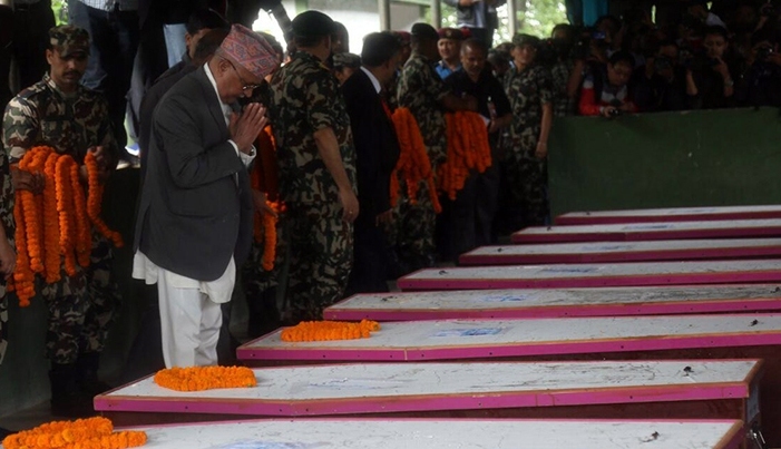 काठको बाकसमा फर्किए युवा, प्रधानमन्त्री ओलीद्वारा श्रद्धाञ्जलि