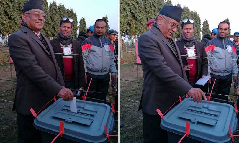 प्रचण्डले गरे विहानै मतदान